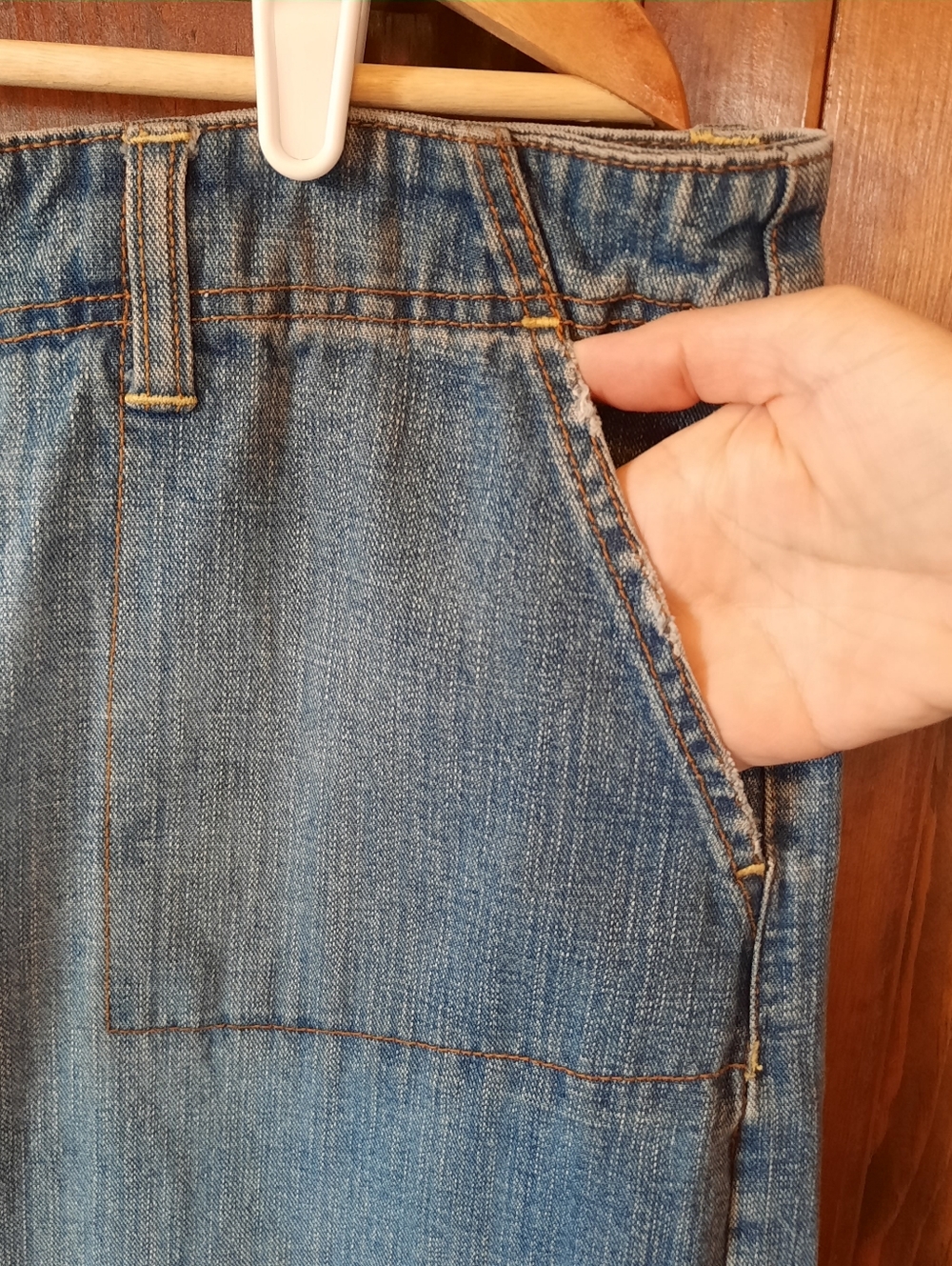 Vintage Y2K Old Navy 100% Cotton Medium Wash Denim Jean Maxi Skirt Size 18 - Picture 5 of 11